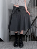 STRIPE RIBBON MIDI SKIRT