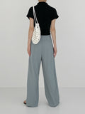 Shirring Cap Mock Neck T-Shirt