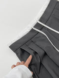 Color matching low strap wide slacks