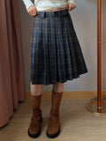 CHECK LOOP PLEATS SKIRT