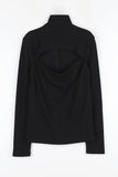 Back slit button turtleneck