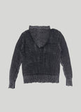 Damage Dying Mesh Hood Knit Zip Up