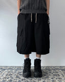 Washed Diagonal Cargo Bermuda Banding Pants