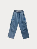Venti semi-wide denim cargo pants