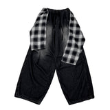 Check Skirt Layered Denim