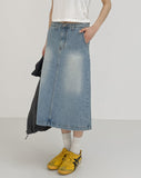 675 Raw Denim Midi Skirt
