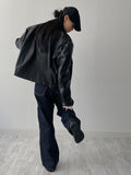 [unisex] Curl Vintage Leather Overfit Blouson
