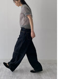 [unisex] 250 pin tuck wide denim pants