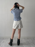 [Short sleeve ver.] Loke Wrap Shirring Shirt