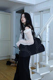 Nylon studded shoulder bag