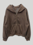 [Brushed] Crop Pigment Washed Hood Zip-Up