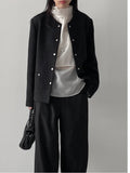 Snap half tweed jacket