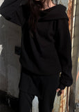 DRAPE NECK KNIT HOODIE