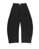 BLACK CURVED COTTON PANTS