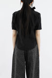 Shirring tie short sleeve shirt