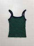 Color Matching Stripe Ribbed Sleeveless