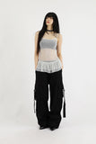 Pearl see-through shirring bustier