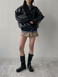 Crocker Glossy Leather Overfit Blouson