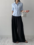 Pintuck Slim Fit Elbow Length Shirt