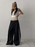 [2way!] Color matching track wide pants