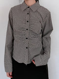 SHIRRING COTTON CHECK SHIRT