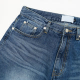 Brush cutting bermuda denim pants