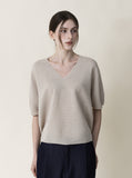 [Premium] Whole Garment Ariere V-neck Linen Knit