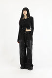 Crop shirring halter tee