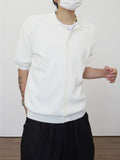 Basic collar knit short sleeve cardigan