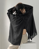 Marine Backslit See-Through Overfit Shirt