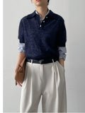 Mohair collar half knit