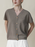 [Premium] Whole Garment Room Short Sleeve Cardigan