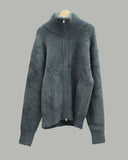 Heavy angora two-way zip-up knit