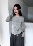 STRING HOLE SHIRRING TEE