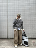 Mix Wool High-Neck Knit Zip-up