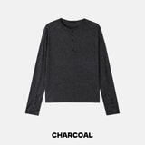 Karoo Ribbed Henley Neck Button Long Sleeve
