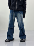 Snake flap button denim pants