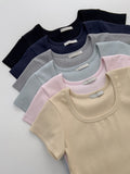 Ravi Ribbed Square Neck Short Sleeve T-Shirt