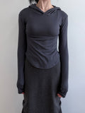 CURVED HEM CROP HOODIE