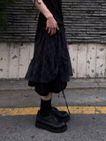 CHECK SHIRRING LAYERED SKIRT