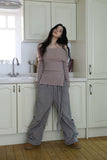 Angora fur off-shoulder knit
