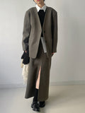 Shear Wool No-Collar Overfit Single Jacket