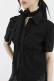 Shirring tie short sleeve shirt
