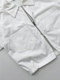 Epee Two-Way Zip-Up Crop Shirt