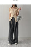 [Short sleeve ver.] Cheek strap long blouse