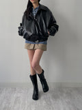 Crocker Glossy Leather Overfit Blouson