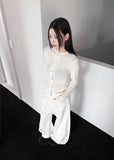 SOLID COTTON CURVED PANTS
