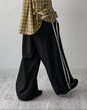 [2way!] Color matching track wide pants