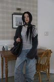 Root wide stud denim