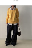 [Wrinkle Free] Two Way Wrap Stripe Loose Fit Shirt